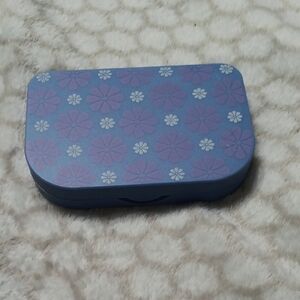 Floral Blue and Purple Eyelash Case With Mirror
